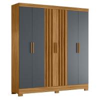 Roupeiro Ripado 6 Portas Cairo Freijó Cinza - 1