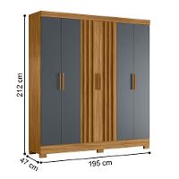 Roupeiro Ripado 6 Portas Cairo Freijó Cinza - 2