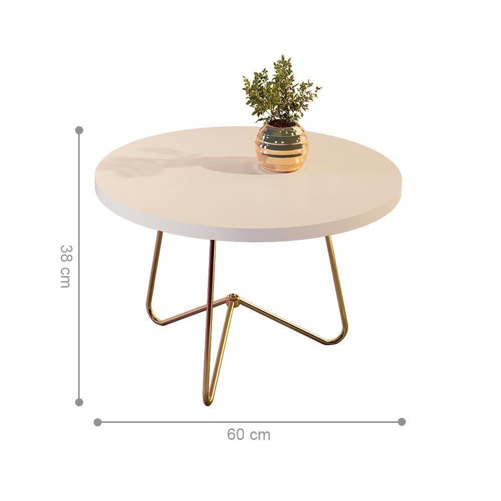 Mesa De Centro Salerno Perola Pe Dourado - 2