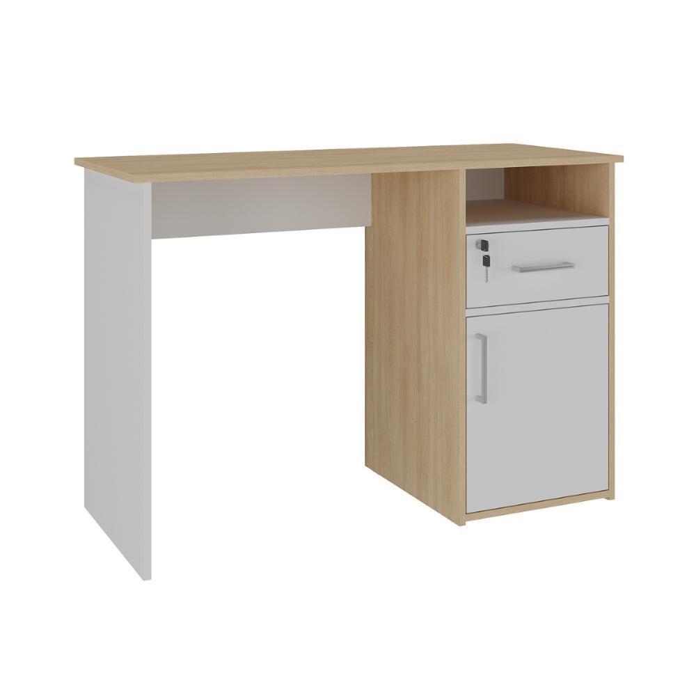 Mesa Para Computador Com 1 Gaveta Sevilha Carvalho Branco - 1
