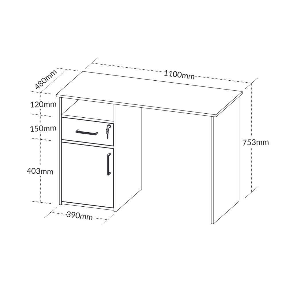 Mesa Para Computador Com 1 Gaveta Sevilha Carvalho Branco - 3