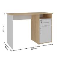 Mesa Para Computador Com 1 Gaveta Sevilha Carvalho Branco - 2