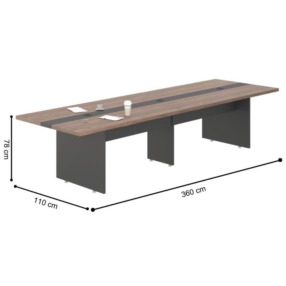 Mesa De Reunião 3,60 Plot Noce Preto - 2