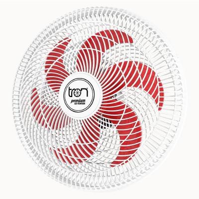 Ventilador de Parede Casa H 130W 44cm 6 Pás 3 Velocidades Branco e Vermelho 110V