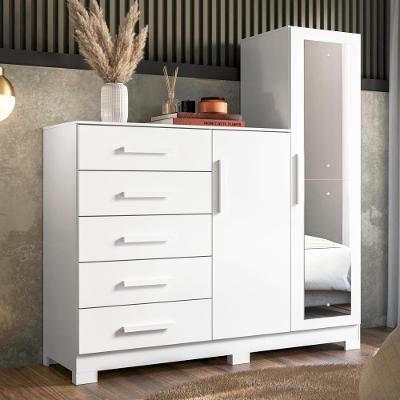 Cômoda Dakota 2 Portas Branco Com Espelho