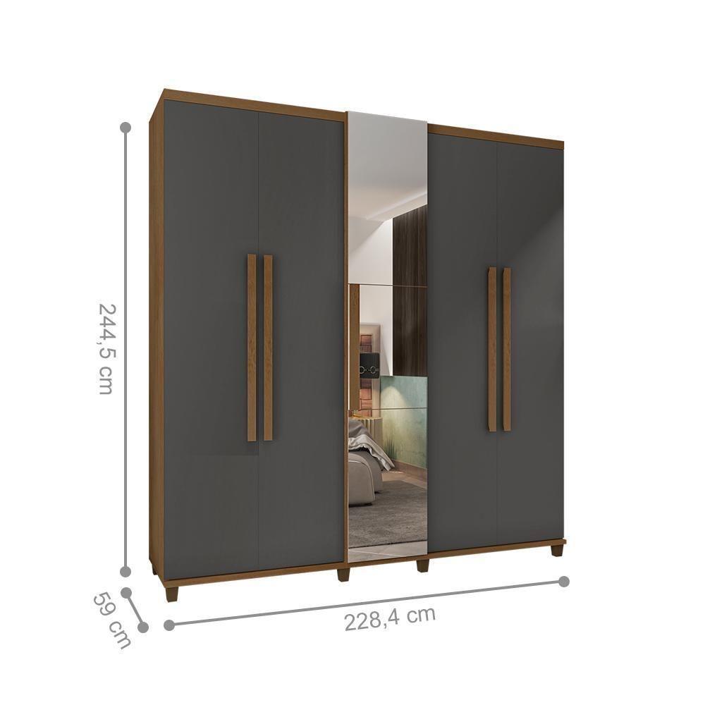 Roupeiro 5 Portas Arezzo Cinamomo Off White Com Espelho - 2