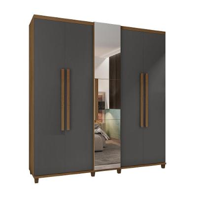 Guarda Roupa Casal Arezzo 5 Portas 3 Gavetas Cinamomo Off White MDP-MDF com Espelho