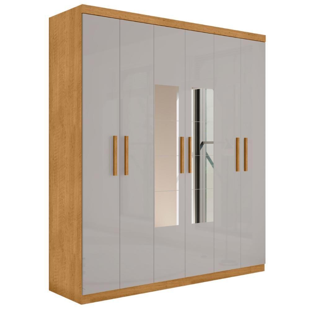 Roupeiro 6 Portas Com Espelho Ingá Naturalle Off White - 4