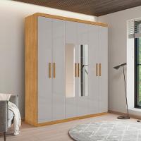 Roupeiro 6 Portas Com Espelho Ingá Naturalle Off White - 1