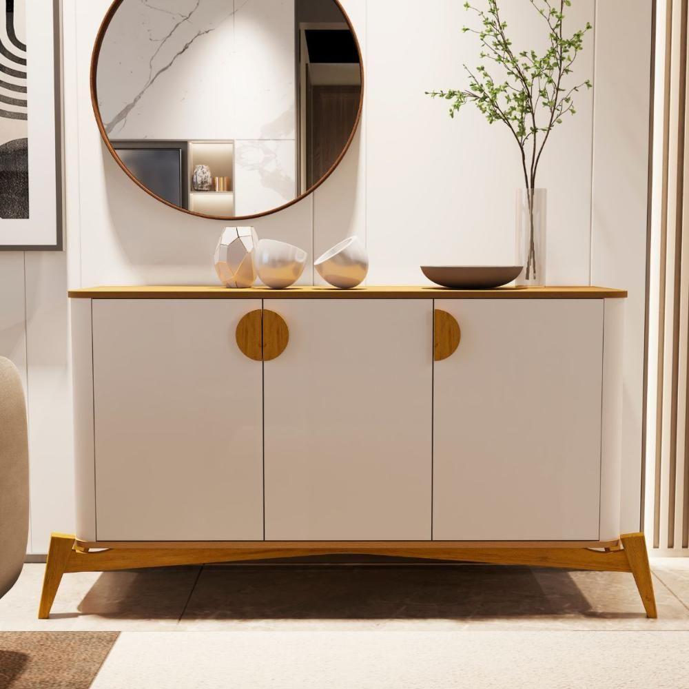 Conjunto Mesa De Centro E Buffet Rogers Off White Nature - 3