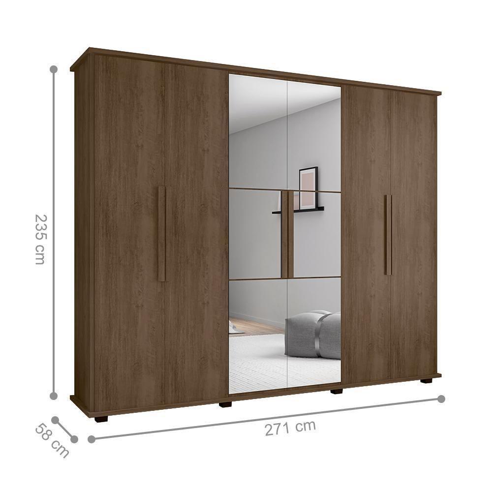 Roupeiro 6 Portas Bérgamo Freijó Com Espelho - 2