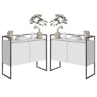Conjunto Buffet Aparador Industrial 2 Portas Branco Preto - 1
