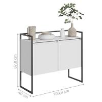 Conjunto Buffet Aparador Industrial 2 Portas Branco Preto - 2