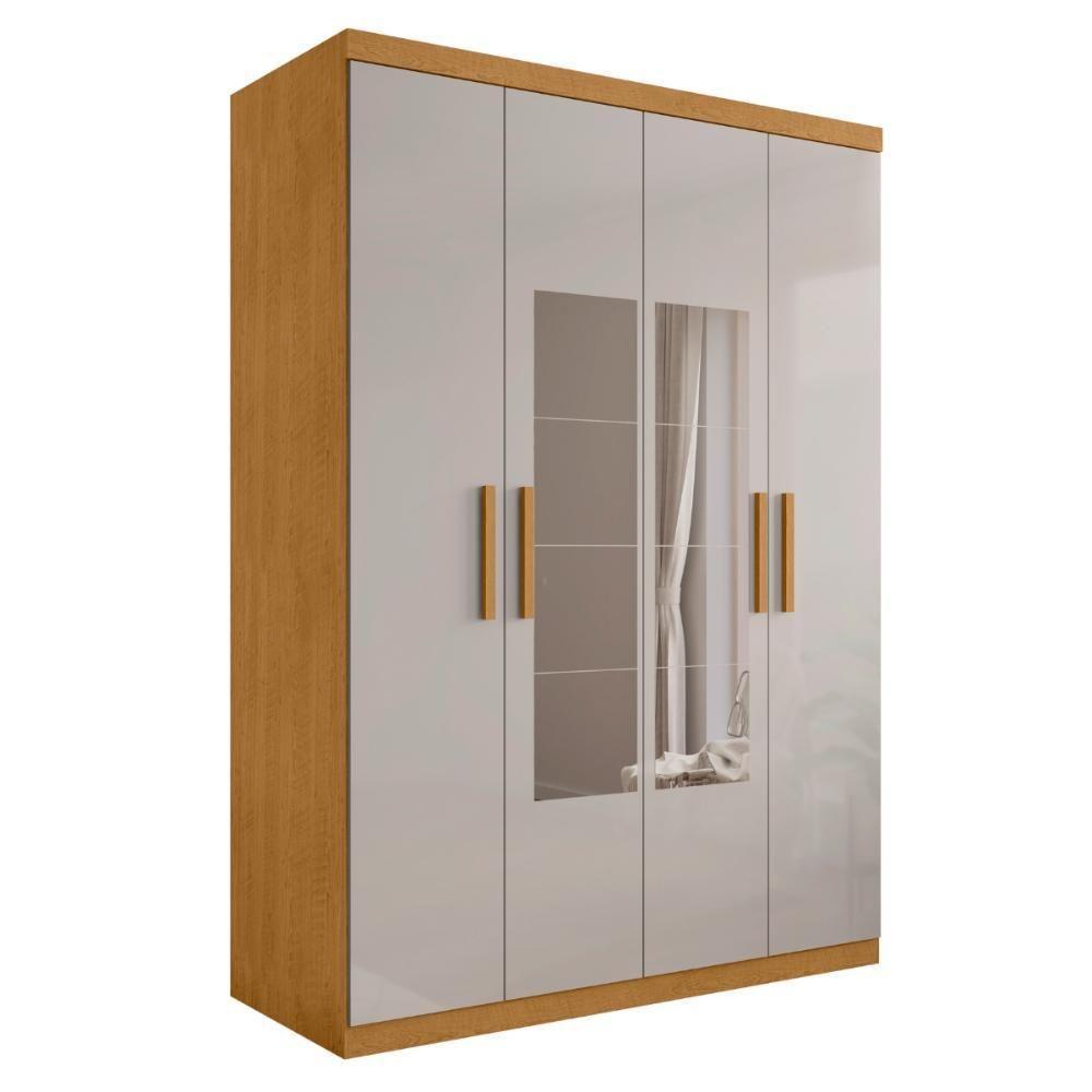 Roupeiro 4 Portas Com Espelho Ameixa Naturalle Off White - 4