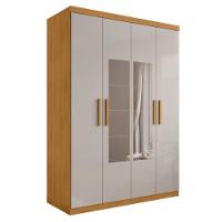 Roupeiro 4 Portas Com Espelho Ameixa Naturalle Off White - 4