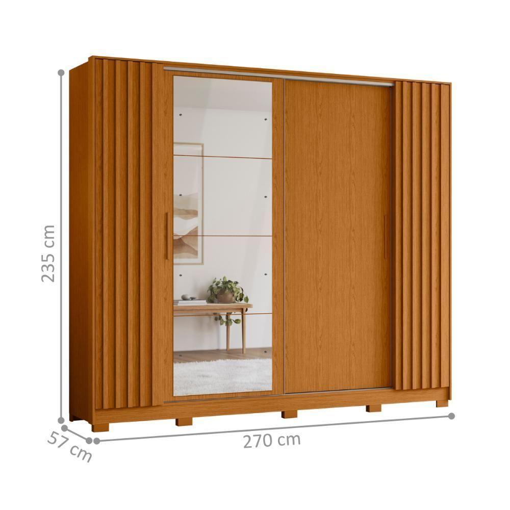 Roupeiro Flex Ripado Com Espelho Arapuã Cinamomo Off White - 2