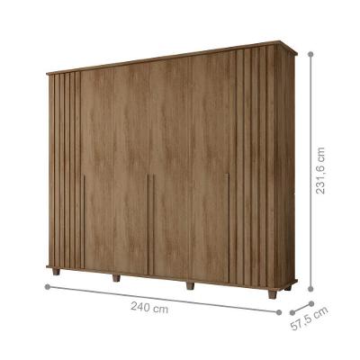 Guarda Roupa Casal Potenza 6 Portas 3 Gavetas Cinamomo MDP-MDF RV Móveis