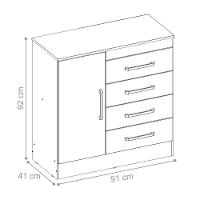 Cômoda Haley 1 Porta 4 Gavetas Branco Rosa - 3