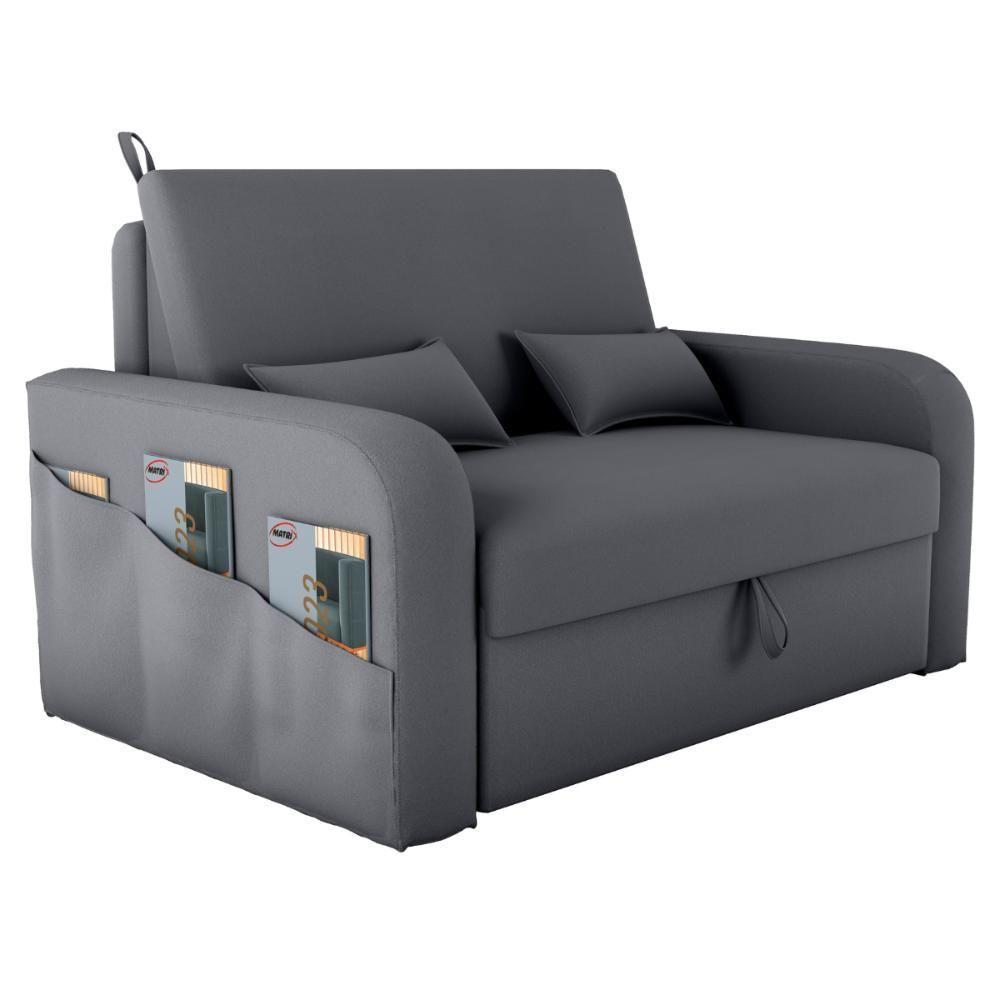 Sofá Cama Com Baú Gorteen Veludo Cinza - 5