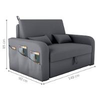 Sofá Cama Com Baú Gorteen Veludo Cinza - 2
