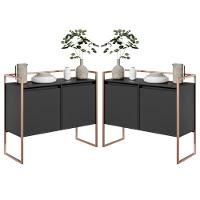 Conjunto Buffet Aparador Industrial 2 Portas Preto Cobre - 1