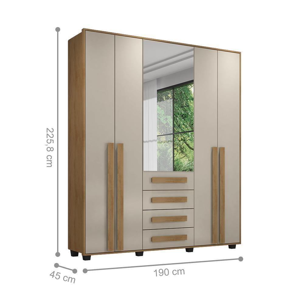 Roupeiro 5 Portas Ragusa Cinamomo Off White - 2