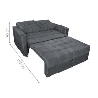 Sofá Cama 2 Lugares Duleek Veludo Chumbo - 3
