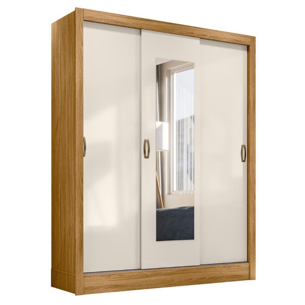 Roupeiro 3 Portas Com Espelho Genebra Freijó Off White - 1