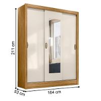 Roupeiro 3 Portas Com Espelho Genebra Freijó Off White - 2