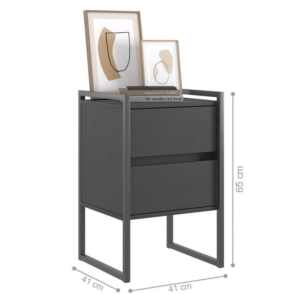 Conjunto Buffet E Gaveteiro Industrial Paris Preto Onix - 2