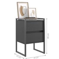 Conjunto Buffet E Gaveteiro Industrial Paris Preto Onix - 2