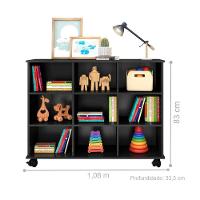 Nicho Organizador Com Rodinhas Portland Preto Com Gavetas Brancas - 2