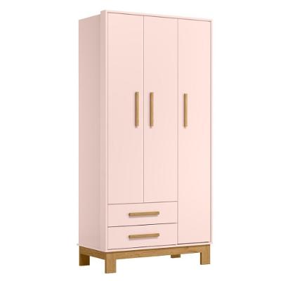 Guarda Roupa Solteiro Segóvia 3 Portas 2 Gavetas Rosa Acetinado MDP Casa H
