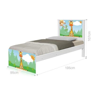 Cama Solteiro Adesivada Safari Girafa Com Colchão