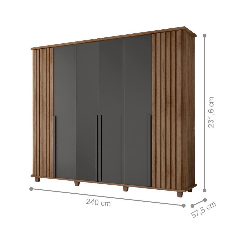 Roupeiro 6 Portas Potenza Cinamomo Grafite - 2