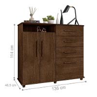 Cômoda Com 4 Gavetas 2 Portas Nugel Malbec - 2