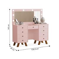 Penteadeira Com Espelho E Led Ronda Rosê - 2