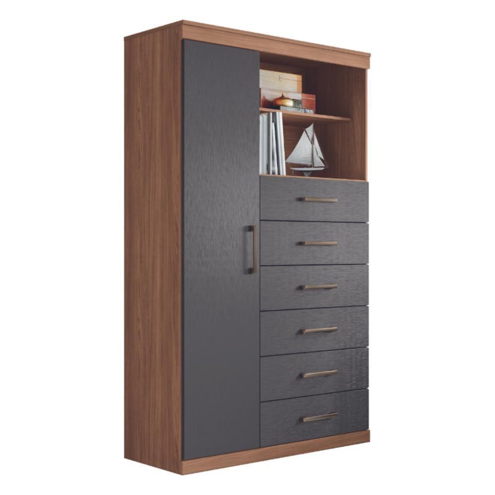 Cômoda Multiuso 6 Gavetas 1 Porta Suzhou Jatobá Grafite - 1