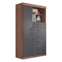 Cômoda Multiuso 6 Gavetas 1 Porta Suzhou Jatobá Grafite - 1