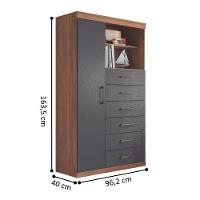 Cômoda Multiuso 6 Gavetas 1 Porta Suzhou Jatobá Grafite - 3