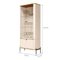 Conjunto Buffet E Cristaleira Rouxinol Off White Nature Preto - 2