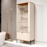 Conjunto Buffet E Cristaleira Rouxinol Off White Nature Preto