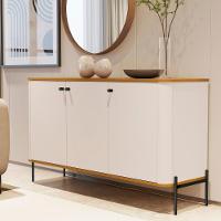 Conjunto Buffet E Cristaleira Rouxinol Off White Nature Preto - 5