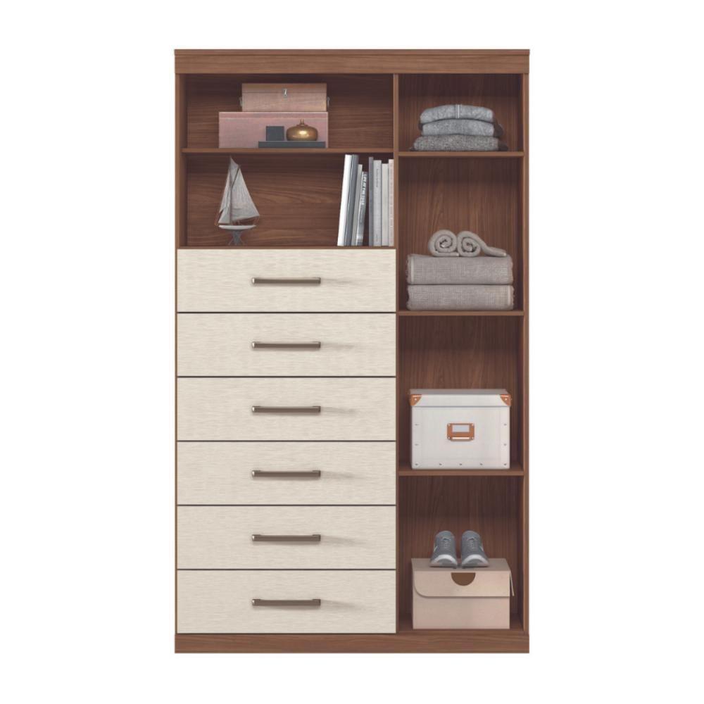 Cômoda Multiuso 6 Gavetas 1 Porta Suzhou Jatobá Areia - 3
