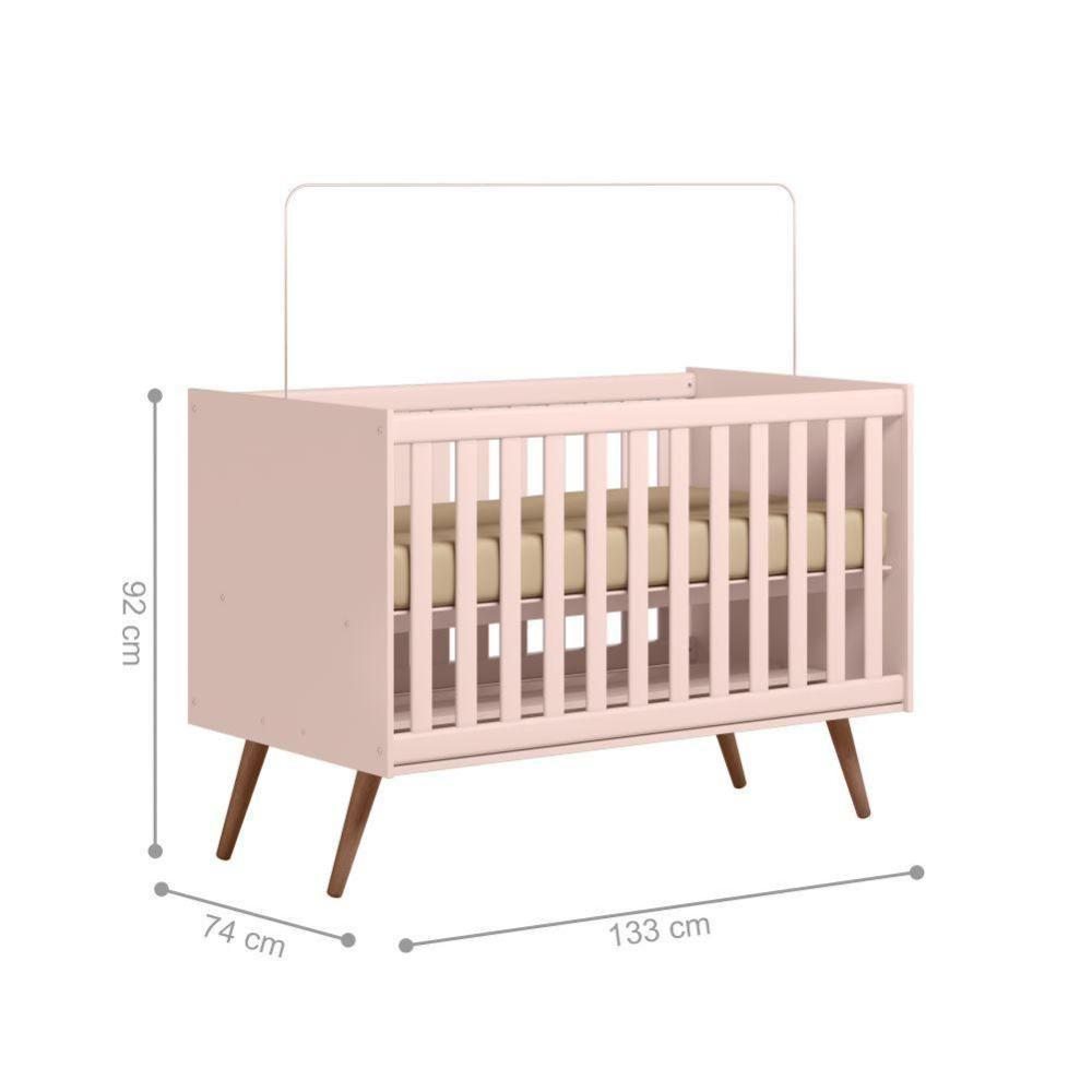 Conjunto Quarto Infantil Retro Berço E Comoda Jacarta Rosa - 4