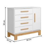 Berço E Cômoda Com 4 Gavetas Nauru Branco Acetinado - 2