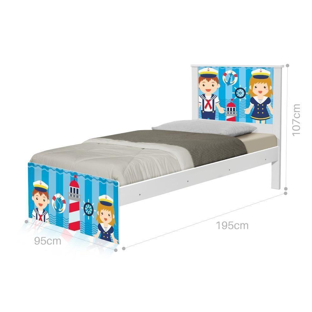 Cama Solteiro Adesivada Marinheiros Com Colchão - 1