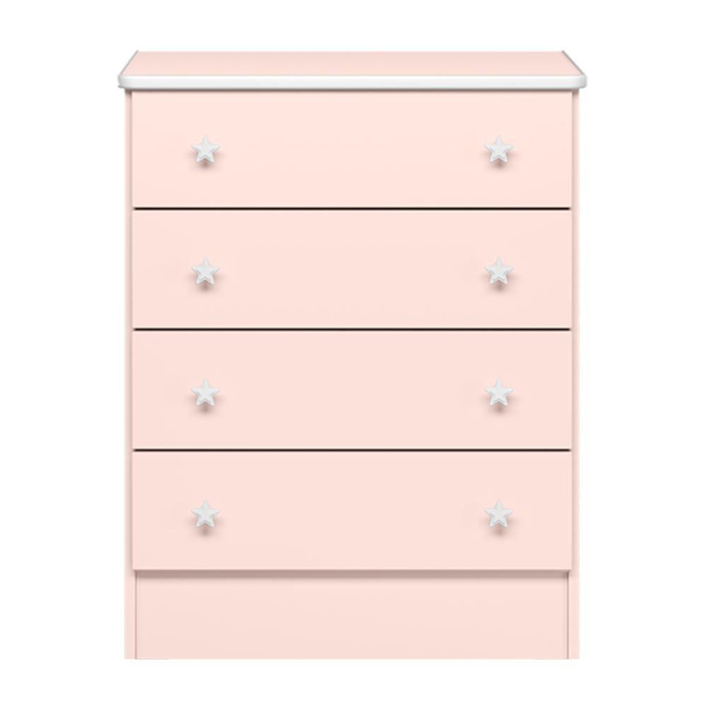 Cômoda Com 4 Gavetas E Roupeiro Amesterdã Rosa Acetinado - 5