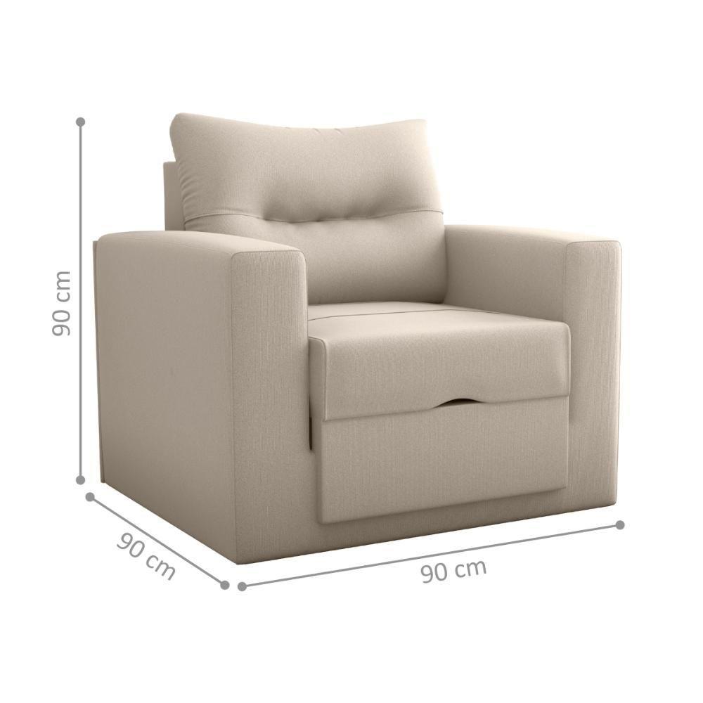 Sofá Cama 1 Lugar Italo Suede Bege - 2