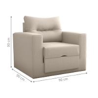 Sofá Cama 1 Lugar Italo Suede Bege - 2